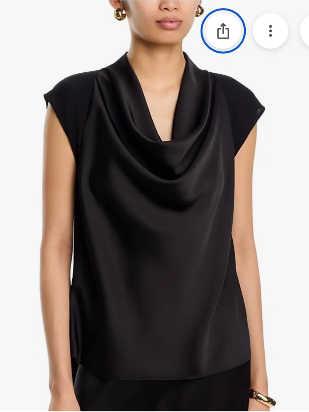 Donna Karan Black Satin Drape Cowl Sleeveless Top